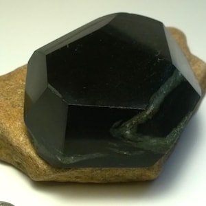 Black Nephrite Specimen, High Quality, Polished Pebble, Black Jade Rough, Black Stone with Eyes, Lithuania