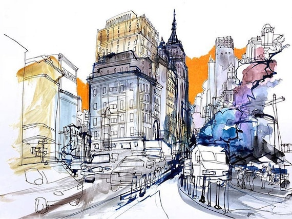 エンパイア・ステート・ビル 鉛筆画 シーンストリートのイラスト