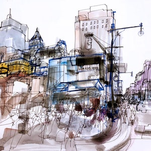 NYC MANHATTAN - Giclée Fine Art Print - NYC Manhattan Reportage Illustration by Jedidiah Dore