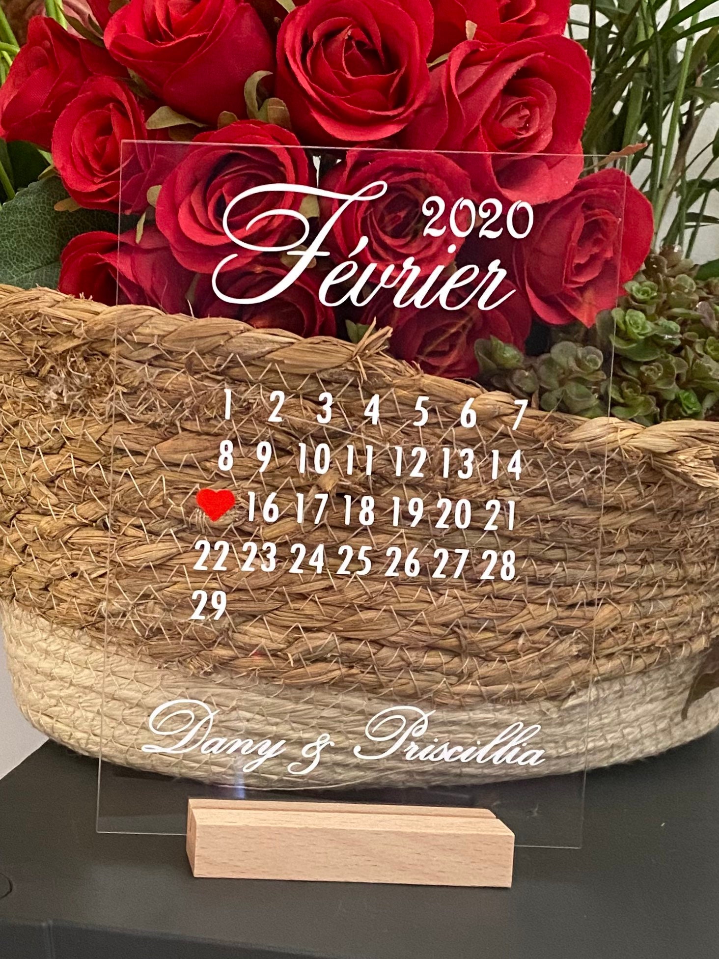 Calendrier Plexi Saint Valentin | Décoration Mariage Marque Place Baptême