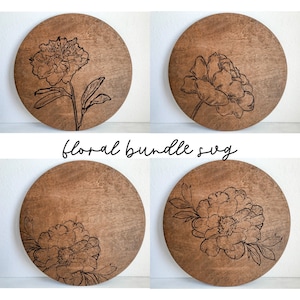 Floral Round Laser File - Engraving Laser File - Floral Laser File - Nursery Laser File - Glowforge Laser File - Flower SVG - Flower Laser