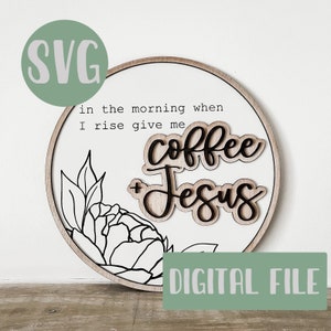 round coffee bar laser file - DIGITAL DOWNLOAD - coffee sign - coffee laser file - coffee bar digital file - coffee and Jesus laser file bes