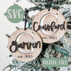 Last Name Ornament laser File - Ornament Laser File - Shiplap Ornament Laser File - Glowforge Ornament File - Personalized Laser File - best