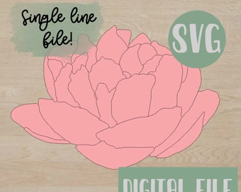 Single line floral laser file - single line laser file - glowforge file - peony laser file - floral laser file - shaping laser file - best