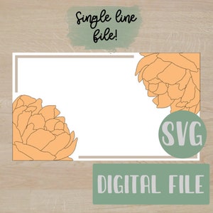 single line floral laser file - whole sign backer laser file - single line peony - laser cut file - shaping laser file - glowforge file -