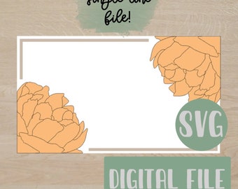 single line floral laser file - whole sign backer laser file - single line peony - laser cut file - shaping laser file - glowforge file -