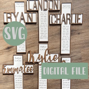 Cruz de bautismo DESCARGA DIGITAL, archivo láser de bautismo, archivo glowforge, SVG de bautismo, regalo de bautismo, descarga digital, cruz svg, archivo láser de cruz