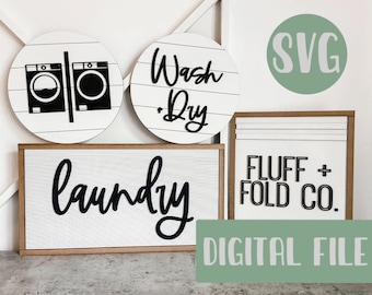 Laundry Sign Laser File - DIGITAL DOWNLOAD - SVG - Laundry Wood Signs - Shiplap Laundry Sign - Laser Laundry Sign - Laundry Sign Set - Best
