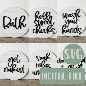 Bathroom set SVG - bathroom laser file - DIGITAL FILE - bathroom sign svg - wood sign svg - wood sign laser file - glowforge file - best