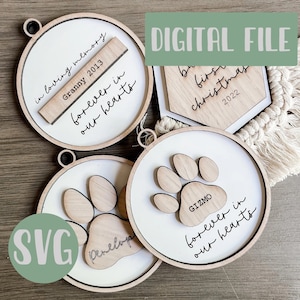 Ornament laser file - DIGITAL DOWNLOAD - Christmas ornament - in memory ornament - pet ornament - ornament laser file - boho ornament best