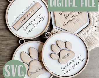 Ornament laserbestand - DIGITALE DOWNLOAD - Kerstornament - ter nagedachtenis ornament - huisdier ornament - ornament laserbestand - boho ornament beste