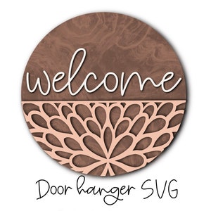 Welcome Door Hanger Laser File - Digital Download - Laser Cut File - Glowforge File - Laser Ready - SVG - Door Hanger - Door Decor - Home