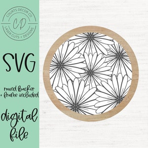 Round Floral Sign Laser File - Nursery laser file - floral laser file - round sign laser file - round frame laser file - floral engrave