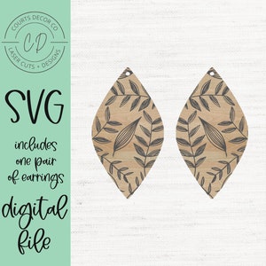 Floral Earring Laser File - Leaf Earring Laser File - Boho Earring Laser File - Earring SVG - Teardrop Earring SVG - Wood Earring SVG -