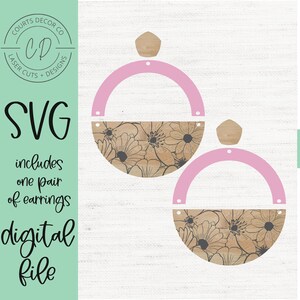 Floral Earring Laser File - DIGITAL DOWNLOAD - boho earring laser file - boho earring svg - wood earring laser file - engraved earring laser