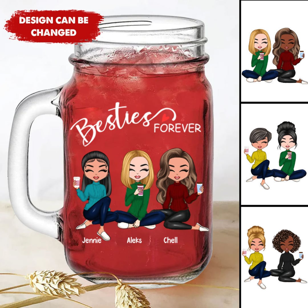 Personalized Friends Mason Jar Mugs, Mason Drinking Jar, Custom Friend ...