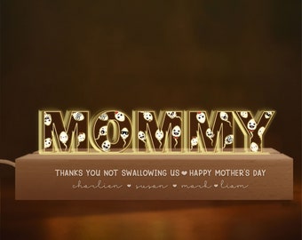 Mommy Thanks For Not Swallowing Us , Personalized LED Light, Night Light, Birthday Gift,  Funny Mother‘s Day Gift For Mom Grandma Wife