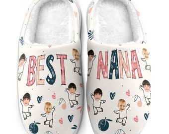 Gepersonaliseerde slippers, gepersonaliseerd moedercadeau, aangepaste foto, gepersonaliseerd omacadeau, Moederdagcadeau voor oma, moeder, oma van kinderen