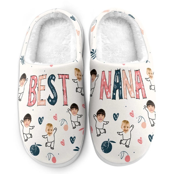 Zapatillas personalizadas, regalo personalizado de mamá, foto personalizada, regalo personalizado de la abuela, regalo del día de las madres para la abuela, mamá, nana de los niños