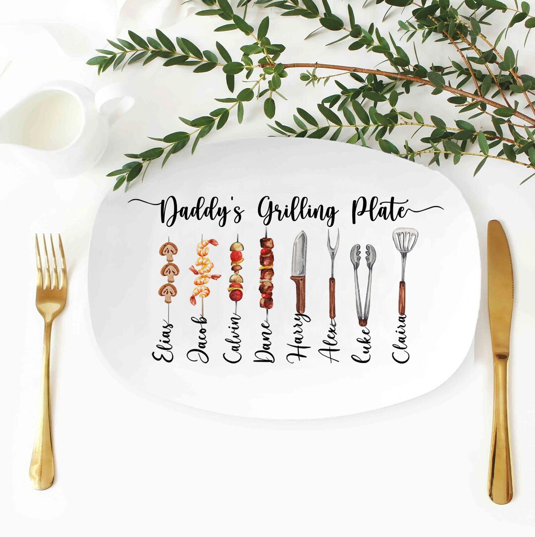Personalized Grilling Platter, Daddy's Grilling Plate, BBQ Gifts, Grill