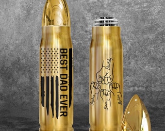 Personalized Bullet Tumbler, Fist Bump Dad Kids, Fist Bump Family Hands, Birthday Fathers Day Gift for Dad Daddy Grandpa New Dad