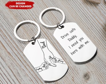 Personalized Stainless Steel Keychain, Kid Name Keychain, Personalized Dad Gift, New Dad Gift, Birthday, Father's Day Gift For Dad, Grandpa