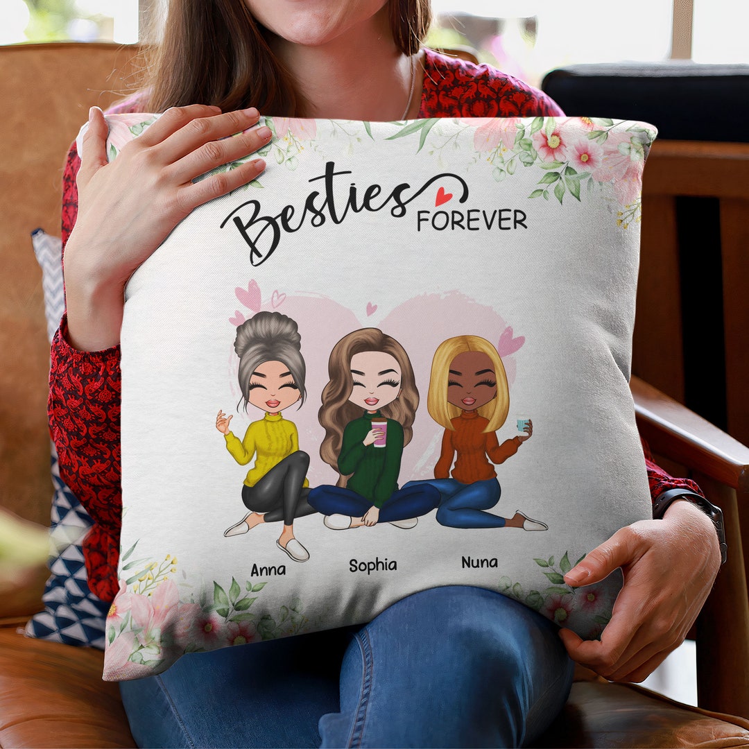 Besties Forever Pillow, Personalized Best Friends Pillow, Custom Best