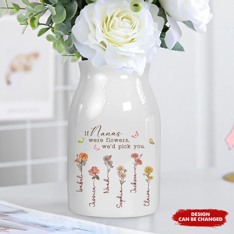 If were flowers Id wed pick you, Personalized Birth Month Flower Mini Flower Vase, Mothers Day Gift for Grandma Mom, Planter Lovers Gift image 1