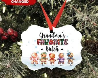 Personalized Gingerbread Family Ornament, Custom Grandma Gift, Birthday, Mothers Day, Christmas Gift For Grandma Mom From Kids Grandkids