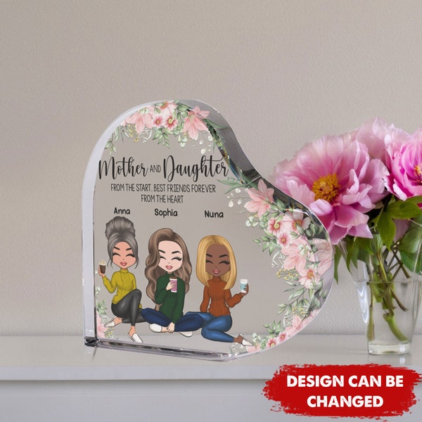 Gepersonaliseerde moeder en dochter hart aandenken, aangepaste moeder dochter acryl Plaque, gepersonaliseerde moeder cadeau, Moederdag cadeau, cadeau voor mama.