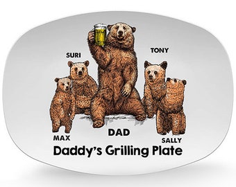 Personalized Grilling Platter, Custom Grilling Plate, BBQ Gifts, Personalized Dad Gift, Birthday, Fathers Day Gift For Dad, Grandpa From Kid