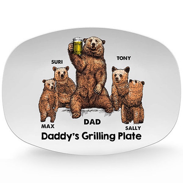 Personalized Grilling Platter, Custom Grilling Plate, BBQ Gifts, Personalized Dad Gift, Birthday, Fathers Day Gift For Dad, Grandpa From Kid