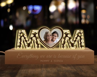 Aangepaste foto LED-licht, nachtlampje, aangepaste foto nachtlamp plaquette, familieportret, verjaardag, Moederdag cadeau voor oma moeder