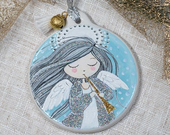 Hand Painted Angel, Guardian Angel, Premium Christmas Ornament