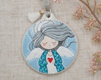 Hand Painted Angel, Guardian Angel, Easter Ornament