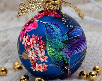 Hummingbird Christmas Ornament Hand-Painted Holiday Decor Premium Collectible Christmas Ornament