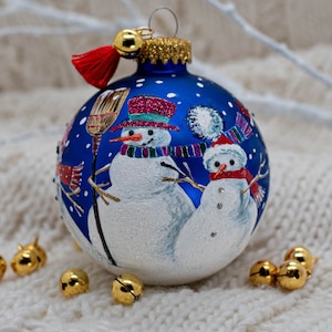 Snowmen Christmas Ornament Hand-Painted Holiday Decor Premium Christmas Ornament Collectible