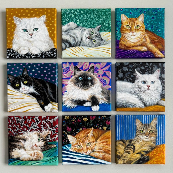 Custom Hand Painted Cat Portrait Custom Cat Portrait Pet Portrait on Canvas Paint Your Pet Pet on Canvas