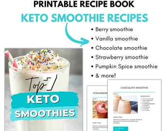 Keto Smoothies for Weight Loss, 7 Printable Recipes, Best Keto Smoothies for Rapid Weight Loss, DIGITAL DOWNLOAD, Keto Meal Plan