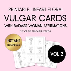 Cartes d'affirmation vulgaires, affirmations impertinentes, pont d'affirmation Badass, IMPRIMABLE, affirmations quotidiennes sarcastiques, cartes d'affirmation de mots de serment