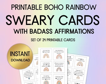 Sweary Affirmation Cards, Sassy Affirmations, Badass Affirmation Deck, PRINTABLE, Sarcastic Daily Affirmations, Swear Word Affirmation Cards