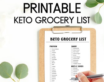 Keto Grocery List. Printable Grocery List for the Keto Diet - Etsy