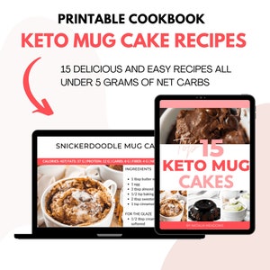 Kokbok med keto-muggtårtor, Bästa e-bok för recept på keto-muggtårtor, Utskrivbar kokbok, Keto-snacks, Recept på lågkolhydratmuggtårtor, Enkla keto-desserter
