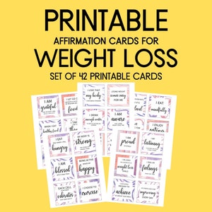 Cartes d'affirmation pour la perte de poids, cartes d'affirmation imprimables de perte de poids, ensemble de 42, citations de motivation de perte de poids, citations positives quotidiennes