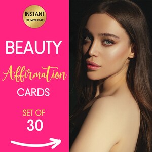 Tarjetas de afirmación de belleza, afirmaciones brillantes, afirmaciones de belleza angelical, afirmaciones soy hermosa, tarjetas de confianza para mujeres