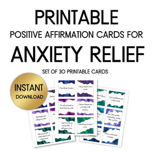 Positive Affirmation Karten für Angst, Stressabbau und Selbstfürsorge Karten, Angst Mantras, Angst Relief Karten, Komfort Karten, Set von 30