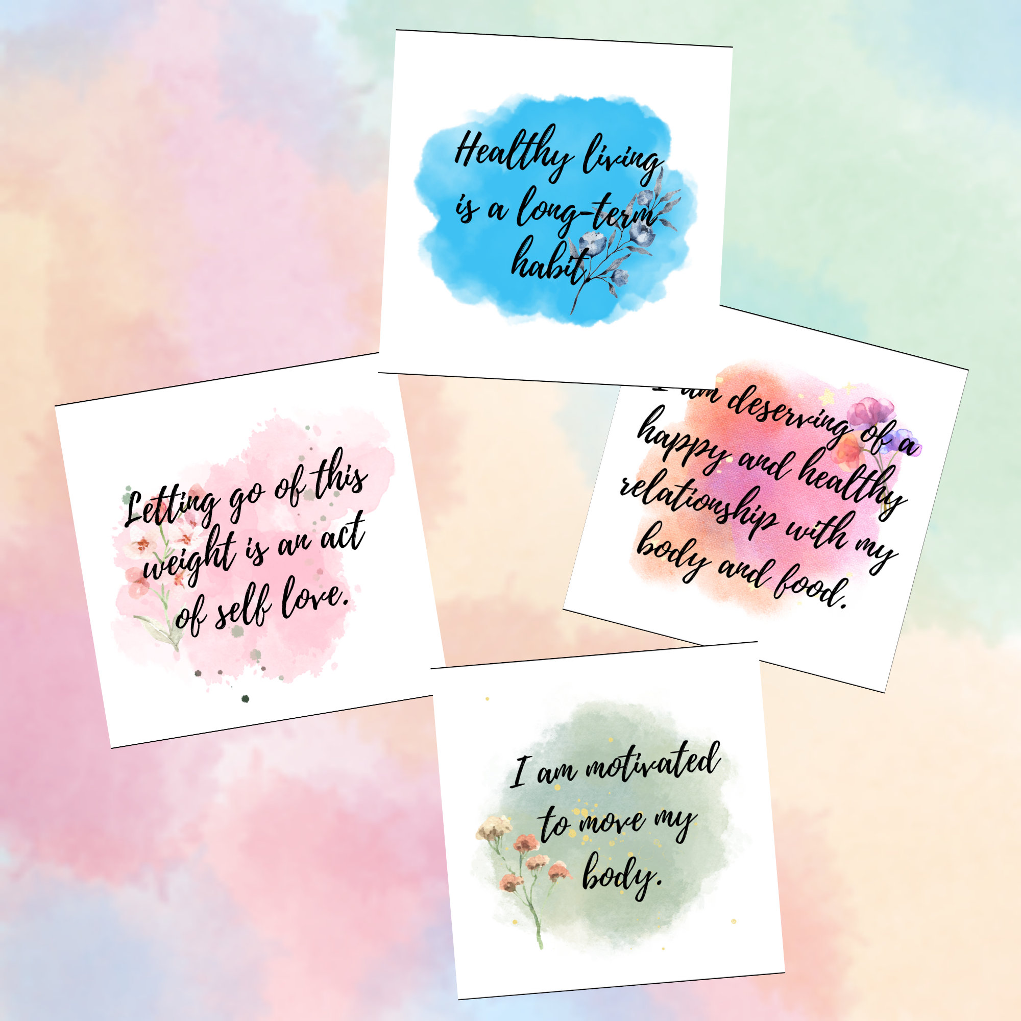 Morning Affirmations for Weight Loss Cards, Printable Positive I Am