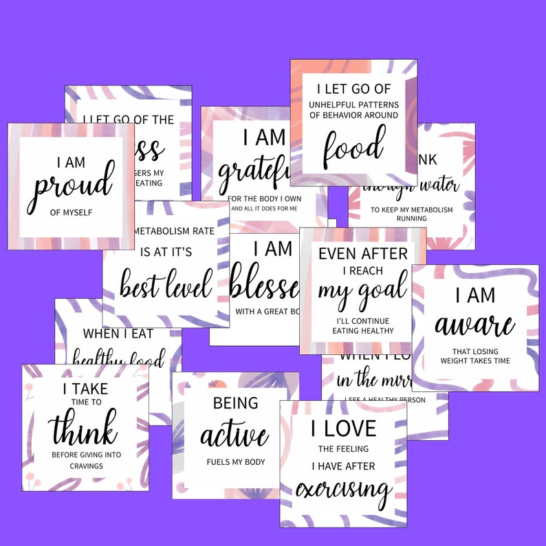 Affirmation Cards for Weight Loss, Printable Weight Loss Affirmation