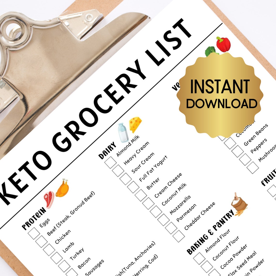 Keto Food List Printable, Keto Grocery List, Keto Diet Food List for Beginners, Low Carb Food ...