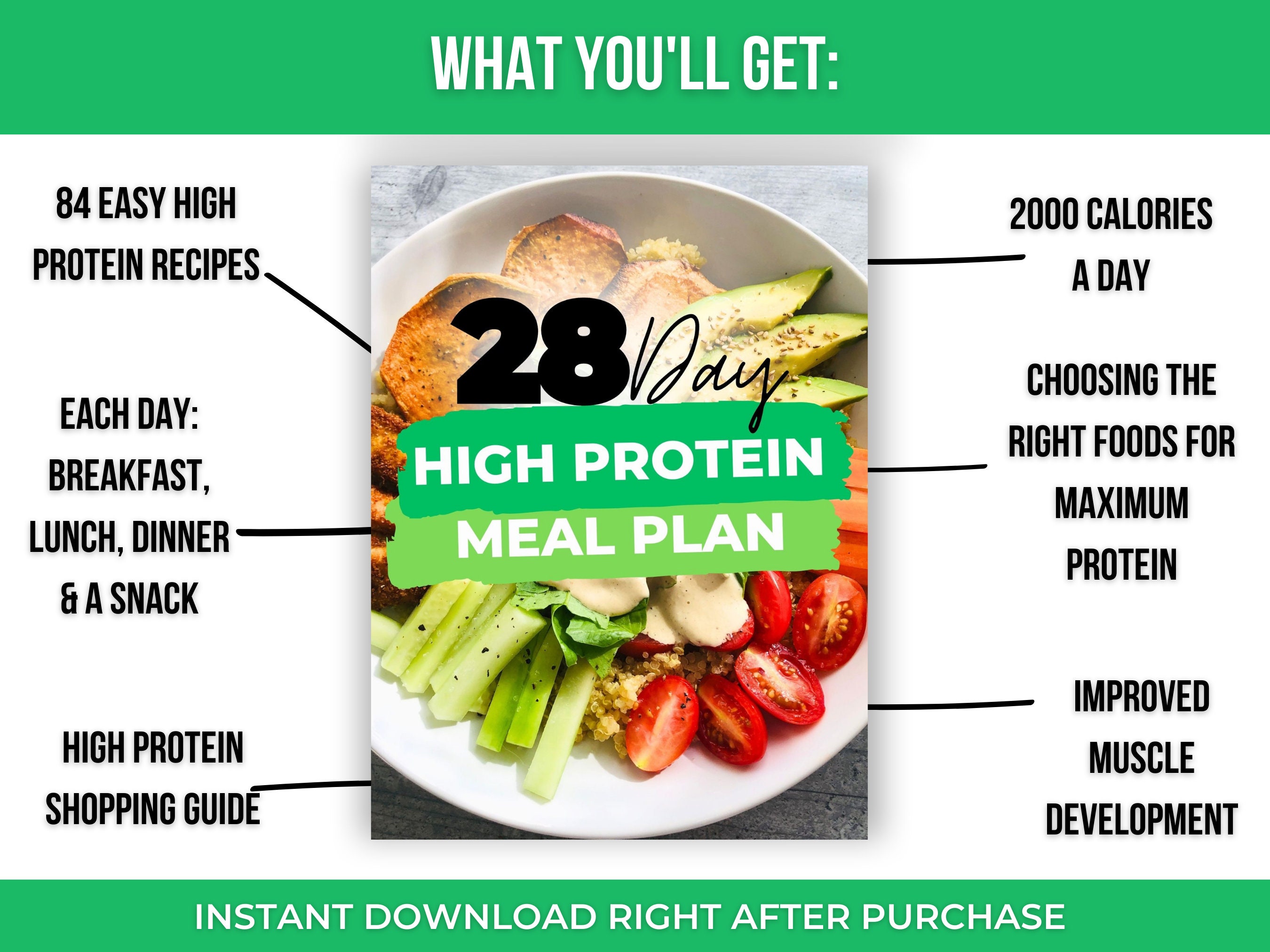 High Protein Meal Plan for Weight Loss and Muscle Gain High - Etsy